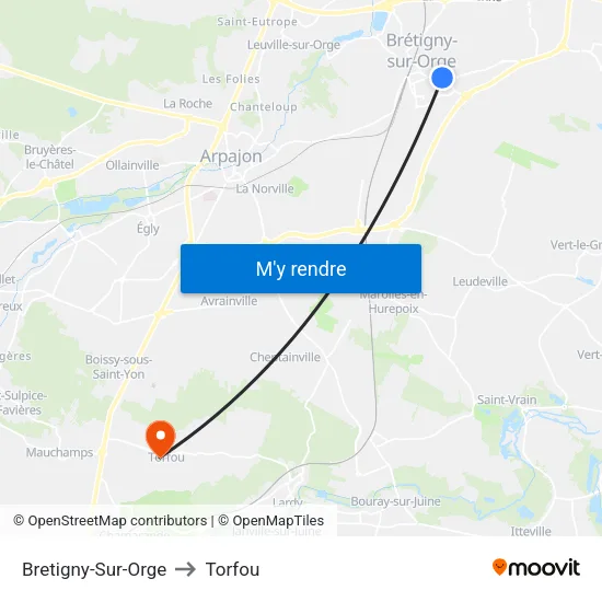 Bretigny-Sur-Orge to Torfou map
