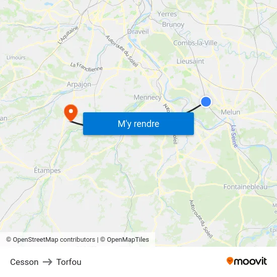 Cesson to Torfou map