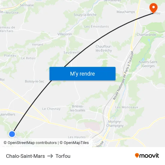 Chalo-Saint-Mars to Torfou map