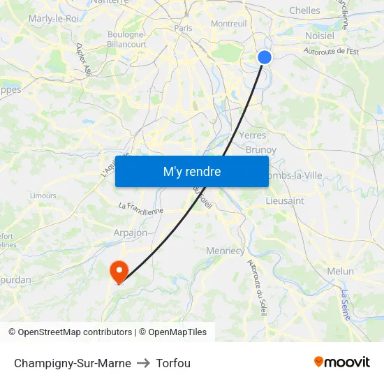 Champigny-Sur-Marne to Torfou map