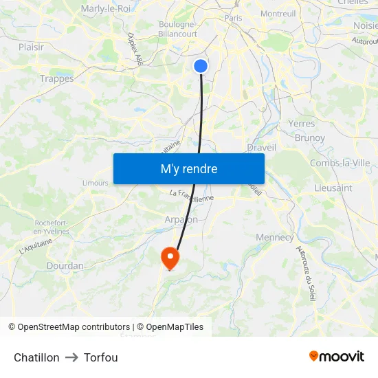 Chatillon to Torfou map