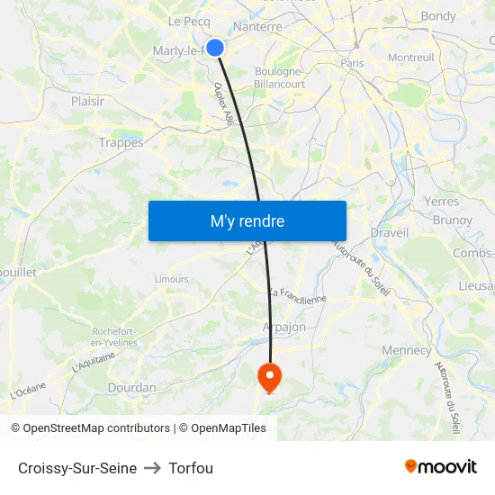 Croissy-Sur-Seine to Torfou map