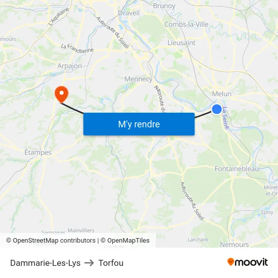Dammarie-Les-Lys to Torfou map