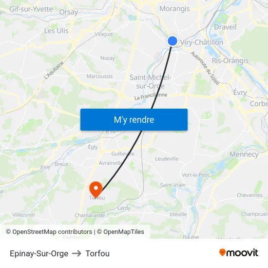 Epinay-Sur-Orge to Torfou map