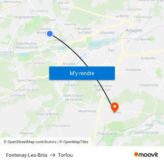 Fontenay-Les-Briis to Torfou map