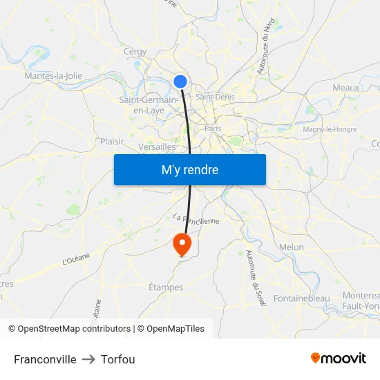 Franconville to Torfou map