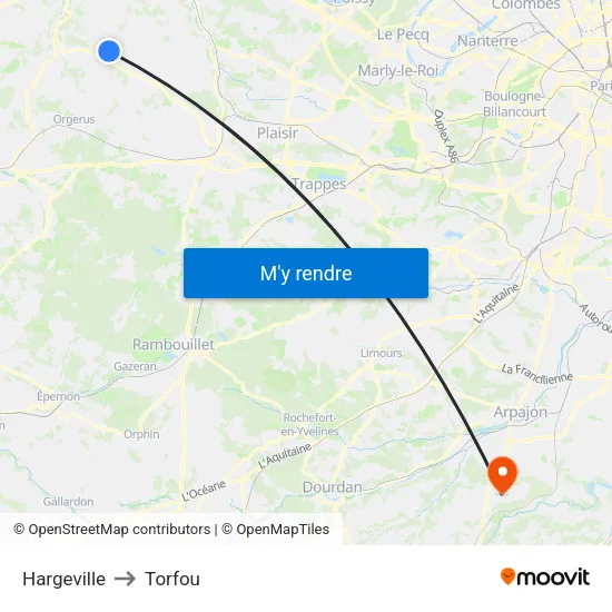 Hargeville to Torfou map