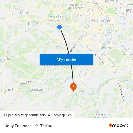 Jouy-En-Josas to Torfou map
