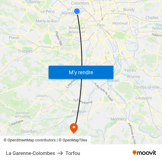 La Garenne-Colombes to Torfou map