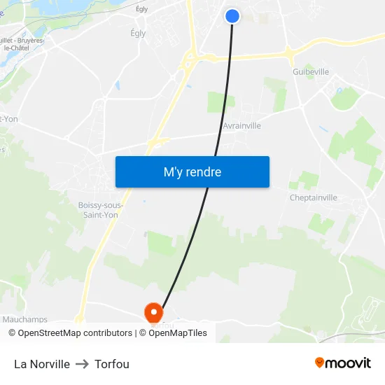 La Norville to Torfou map
