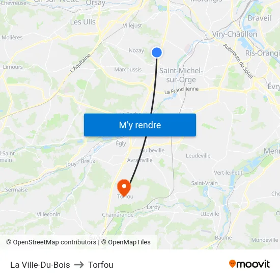 La Ville-Du-Bois to Torfou map