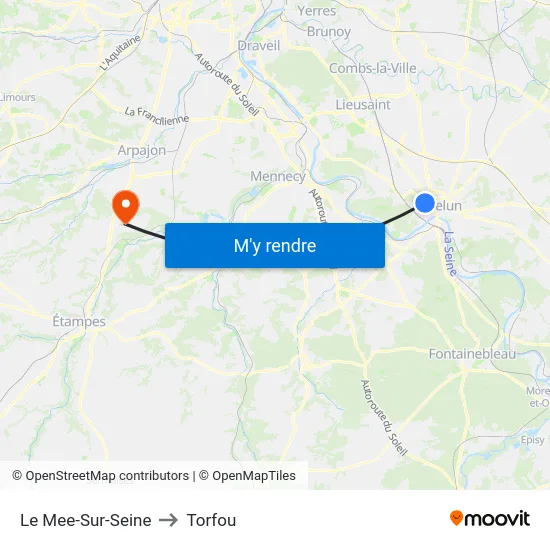 Le Mee-Sur-Seine to Torfou map