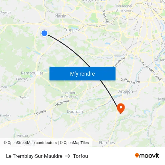 Le Tremblay-Sur-Mauldre to Torfou map