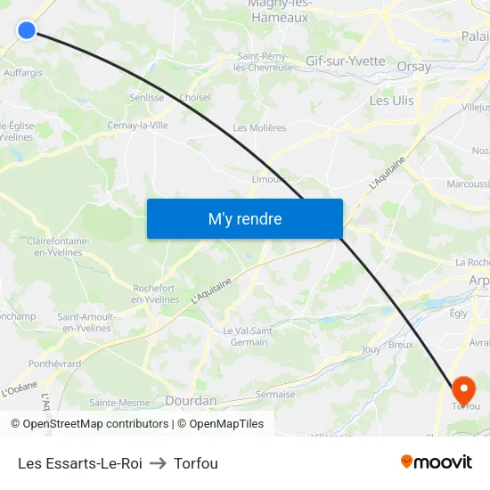 Les Essarts-Le-Roi to Torfou map