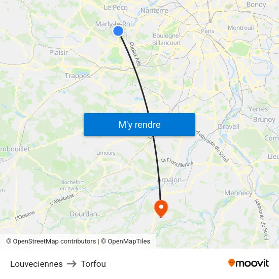 Louveciennes to Torfou map