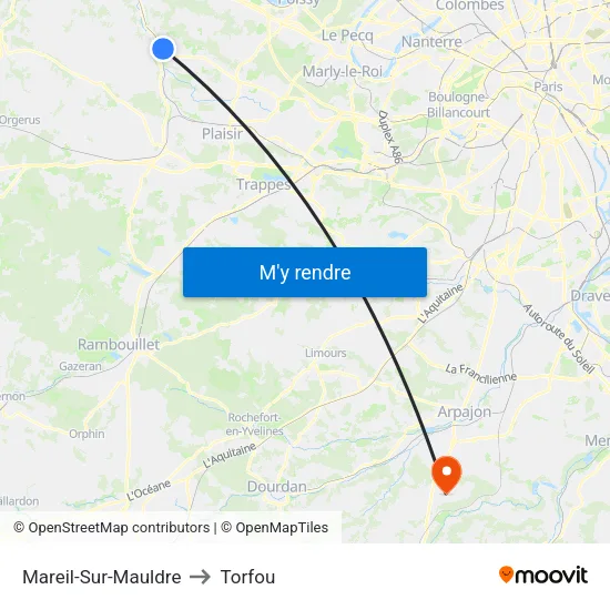 Mareil-Sur-Mauldre to Torfou map