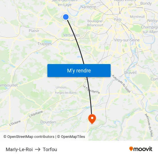 Marly-Le-Roi to Torfou map