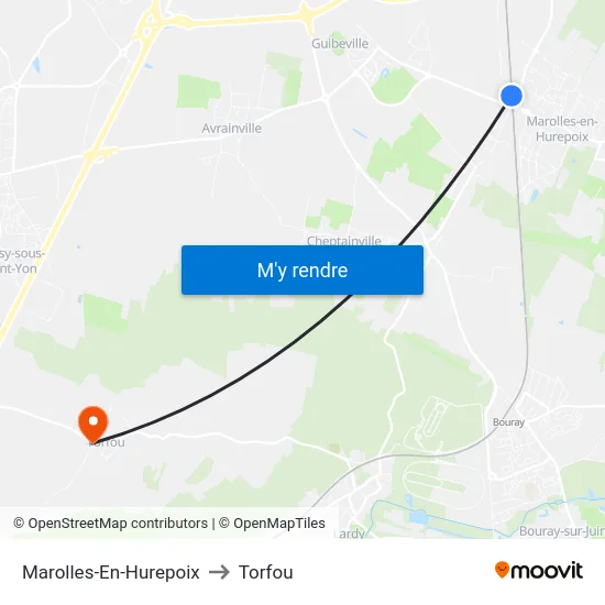 Marolles-En-Hurepoix to Torfou map