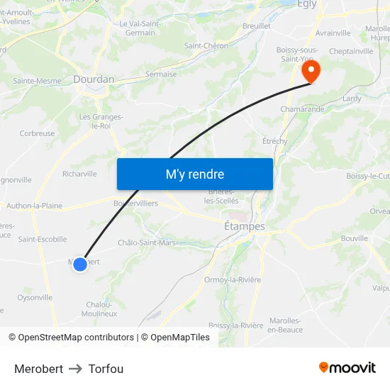 Merobert to Torfou map