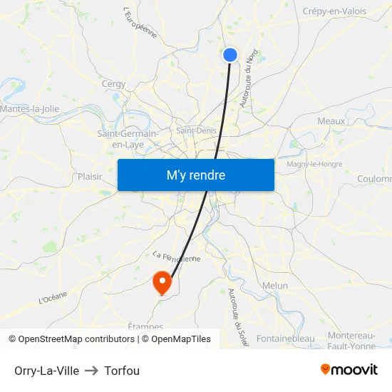 Orry-La-Ville to Torfou map