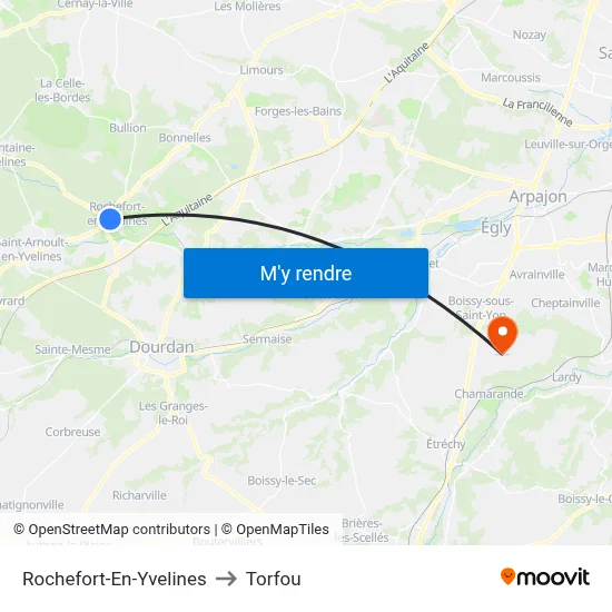Rochefort-En-Yvelines to Torfou map