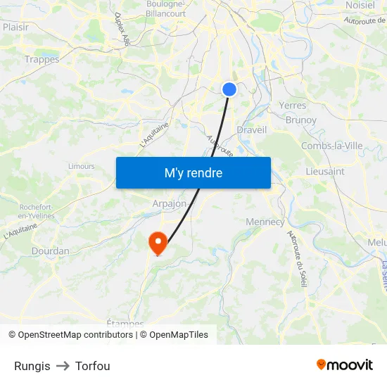 Rungis to Torfou map