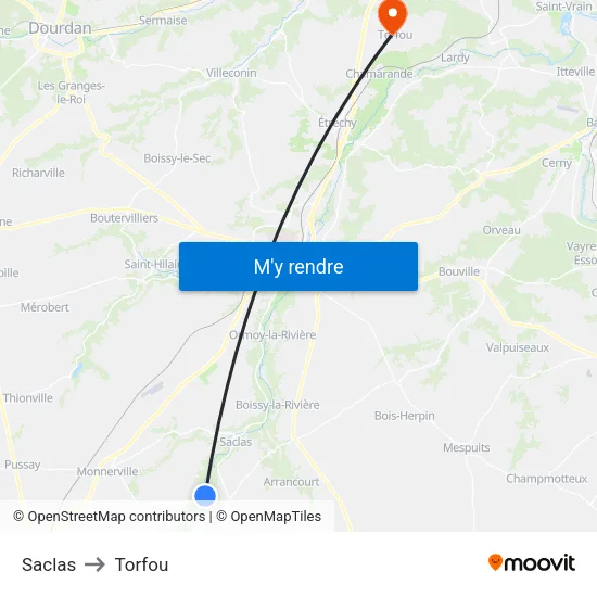 Saclas to Torfou map