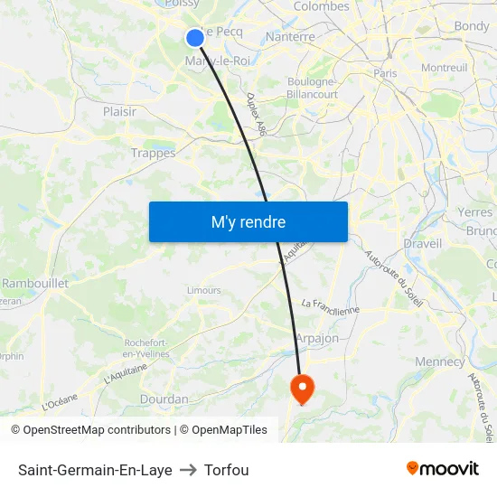Saint-Germain-En-Laye to Torfou map