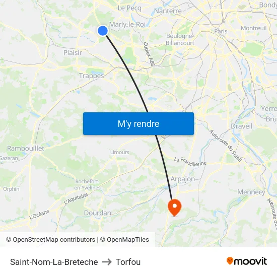 Saint-Nom-La-Breteche to Torfou map