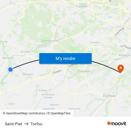 Saint-Piat to Torfou map