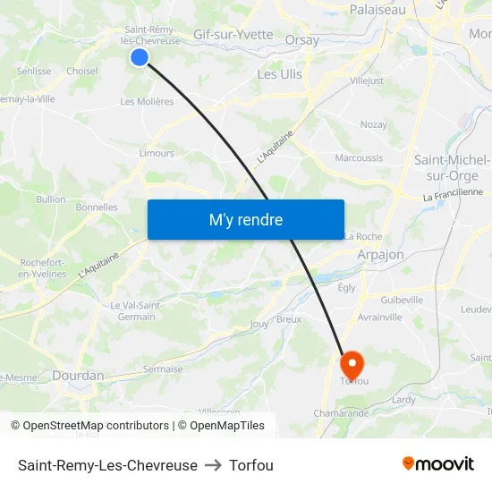 Saint-Remy-Les-Chevreuse to Torfou map