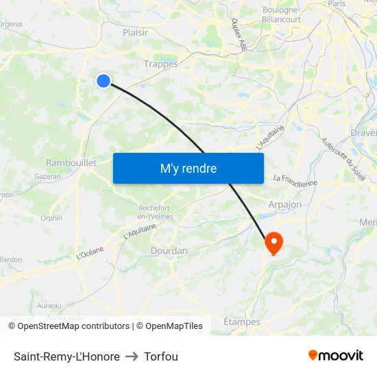 Saint-Remy-L'Honore to Torfou map