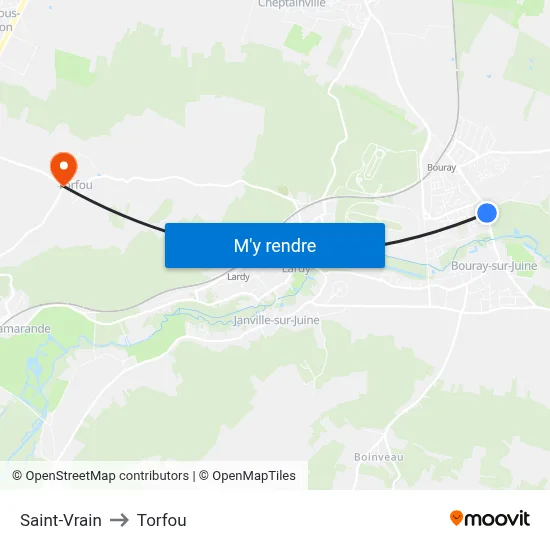 Saint-Vrain to Torfou map
