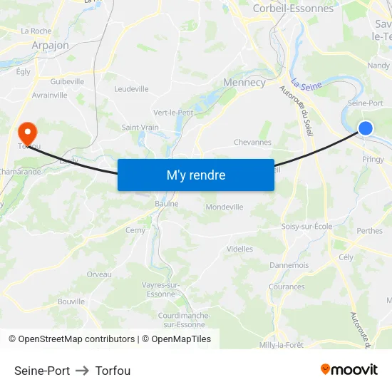 Seine-Port to Torfou map