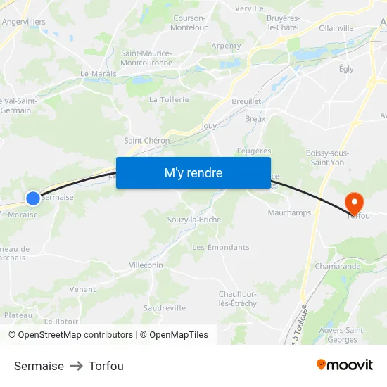 Sermaise to Torfou map