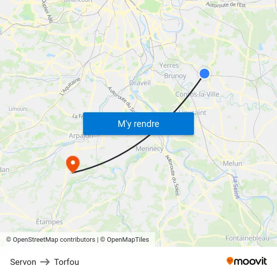 Servon to Torfou map