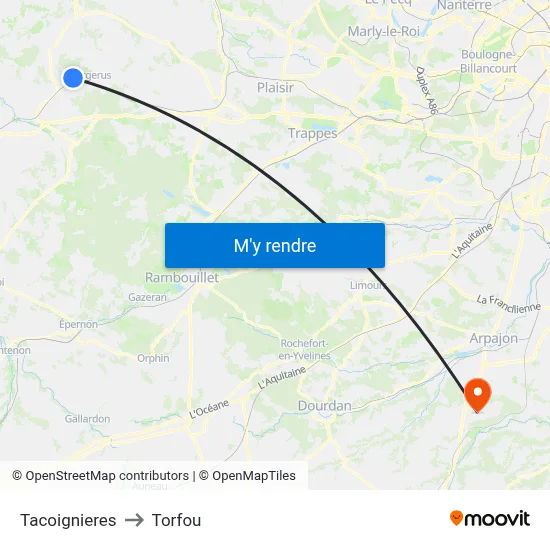 Tacoignieres to Torfou map