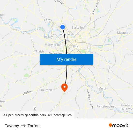 Taverny to Torfou map