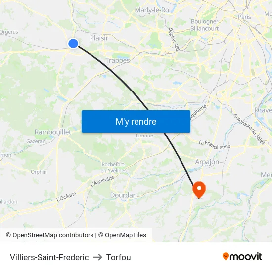 Villiers-Saint-Frederic to Torfou map