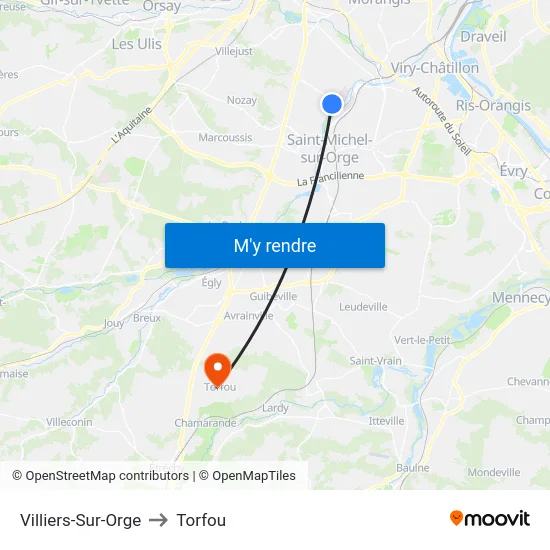 Villiers-Sur-Orge to Torfou map