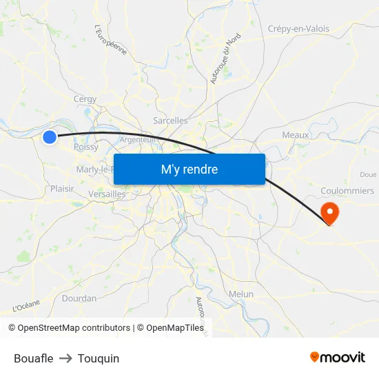 Bouafle to Touquin map