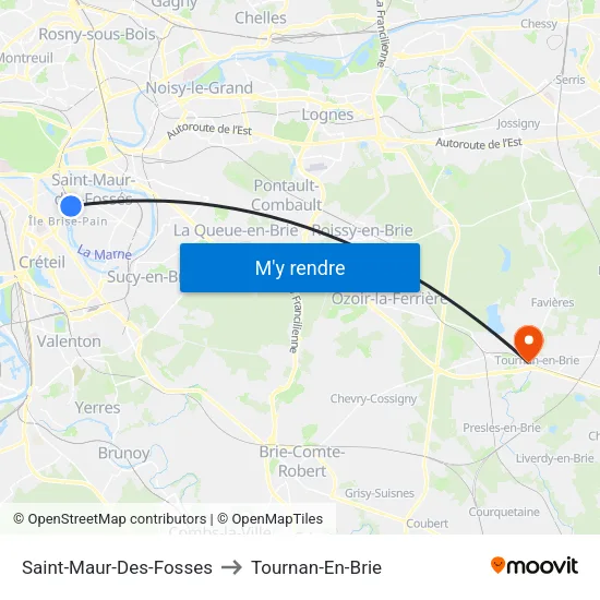 Saint-Maur-Des-Fosses to Tournan-En-Brie map