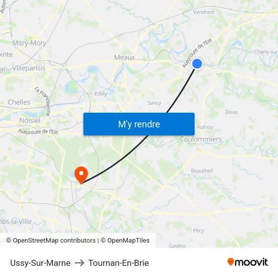 Ussy-Sur-Marne to Tournan-En-Brie map