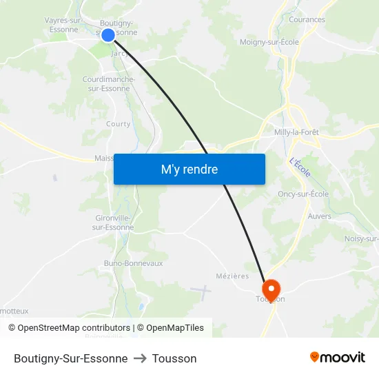 Boutigny-Sur-Essonne to Tousson map