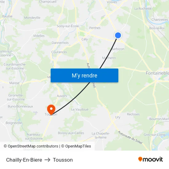 Chailly-En-Biere to Tousson map