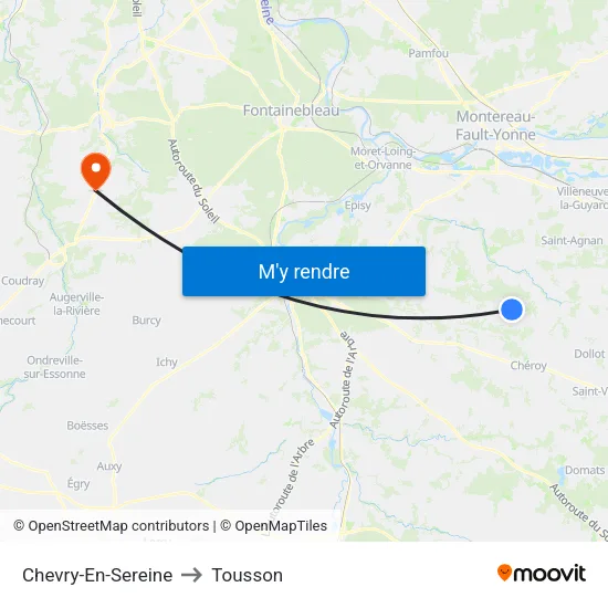 Chevry-En-Sereine to Tousson map