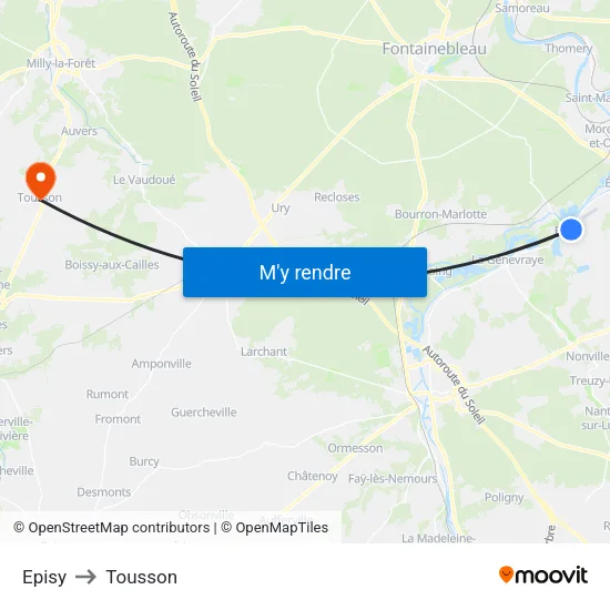 Episy to Tousson map