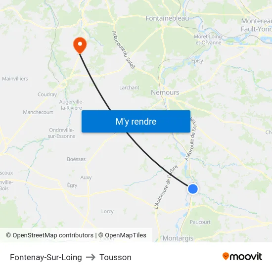 Fontenay-Sur-Loing to Tousson map