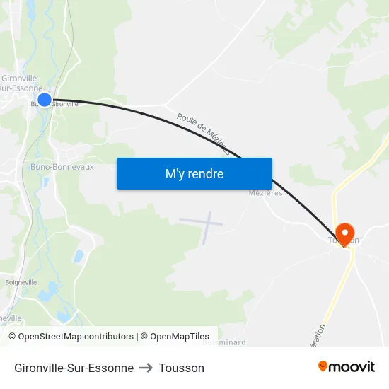 Gironville-Sur-Essonne to Tousson map