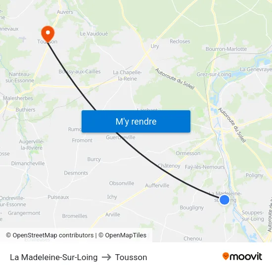 La Madeleine-Sur-Loing to Tousson map